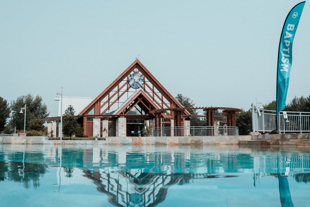 Outside view of Mariners Church and pool