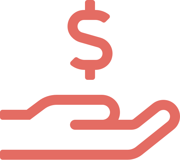 hand under dollar sign icon